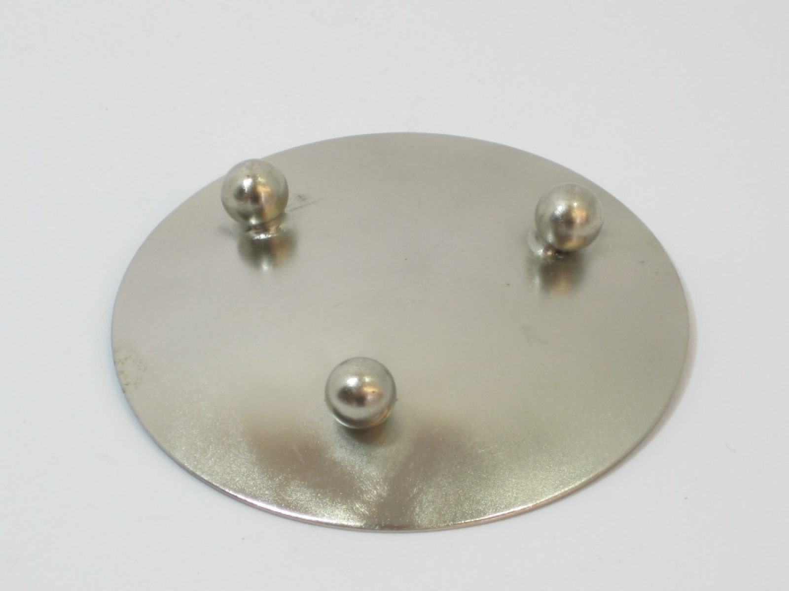 Metall-Kerzenteller brushed mit Fuss ohne Dornen D8cm silber 800902-91